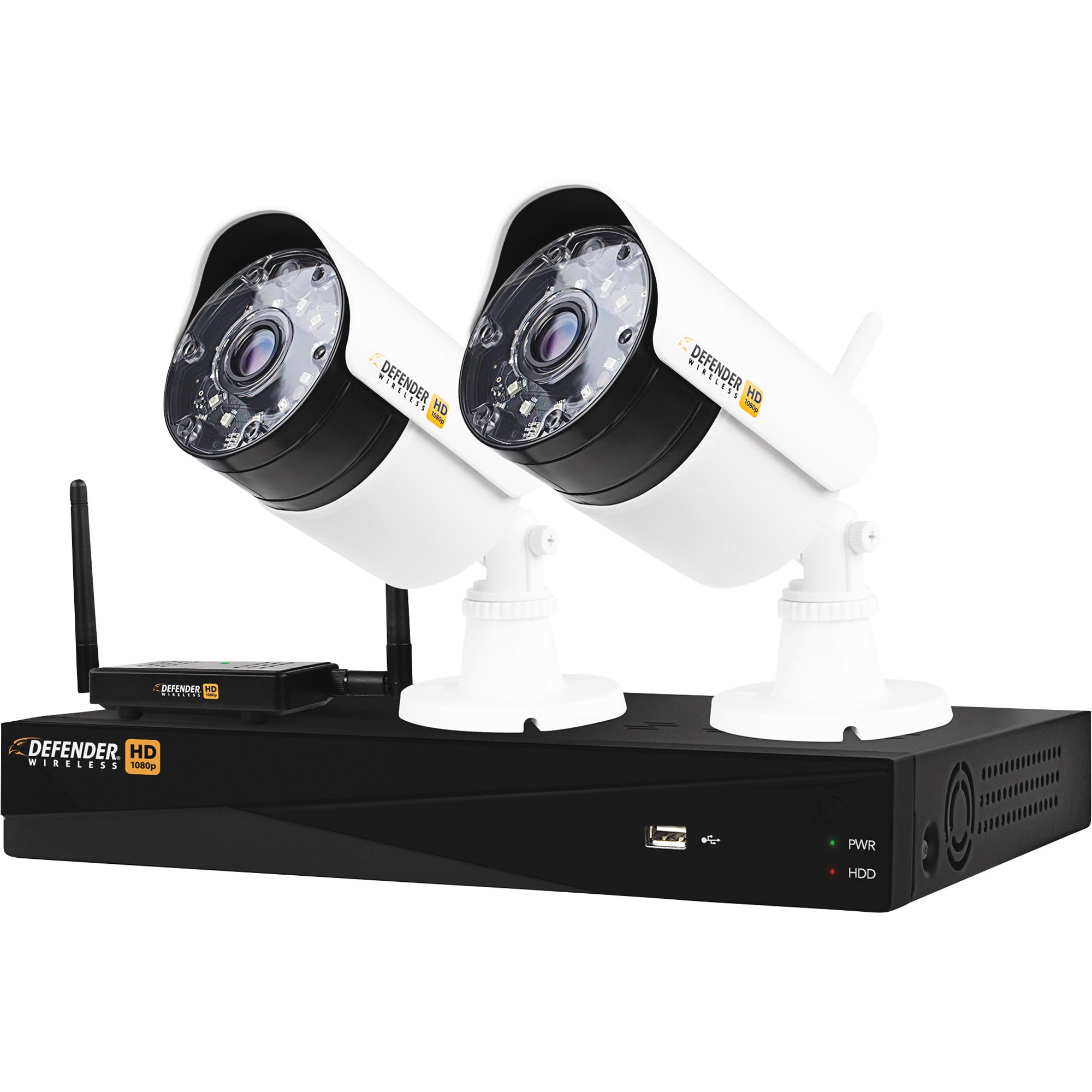 Defender Wireless HD 1080p 4-Channel DVR Security System with 2 Bullet Cameras — HD, 1 TB, 4 Channels